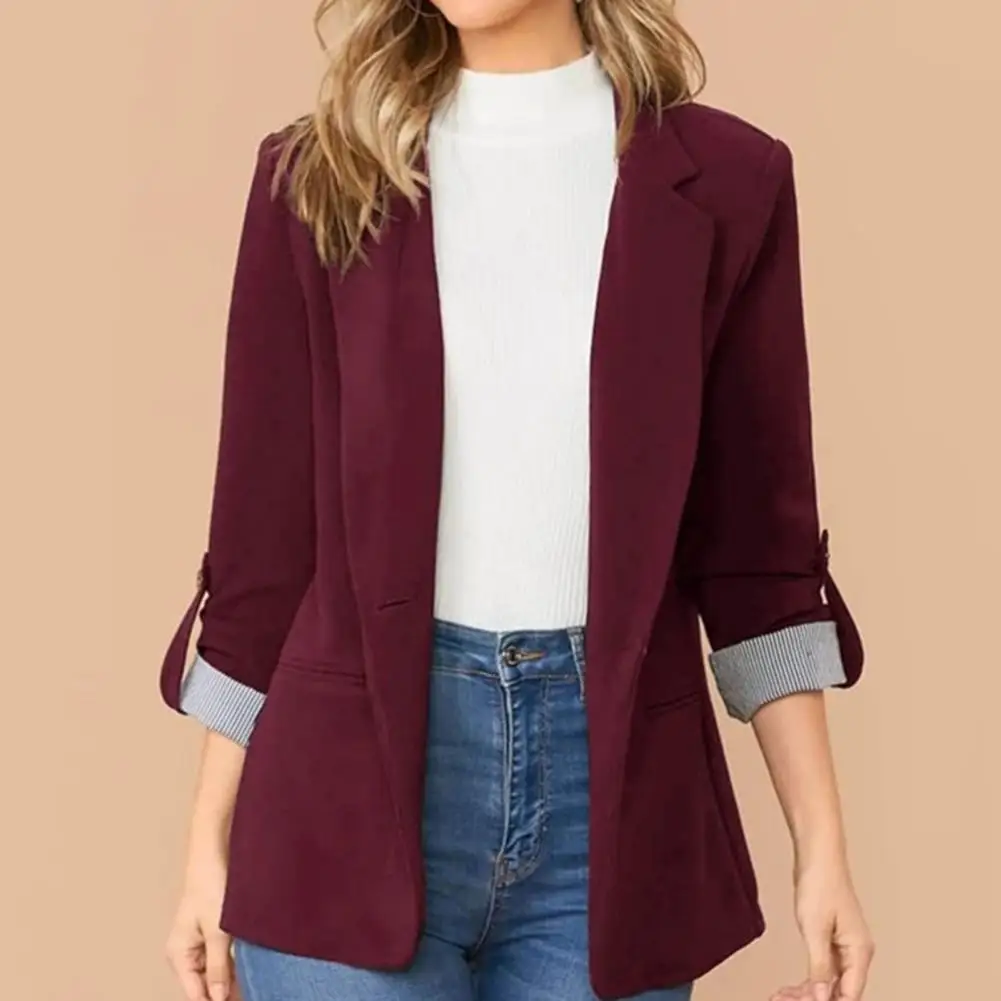 

Non-shrink Breathable Single Button Solid Color Temperament Suit Coat Outerwear