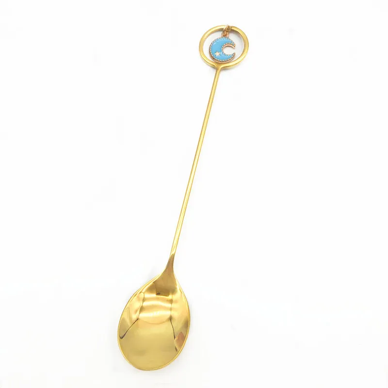 Нержавеющая сталь Луна Звезда ложка идентификация для дома кофе десертная Вилка