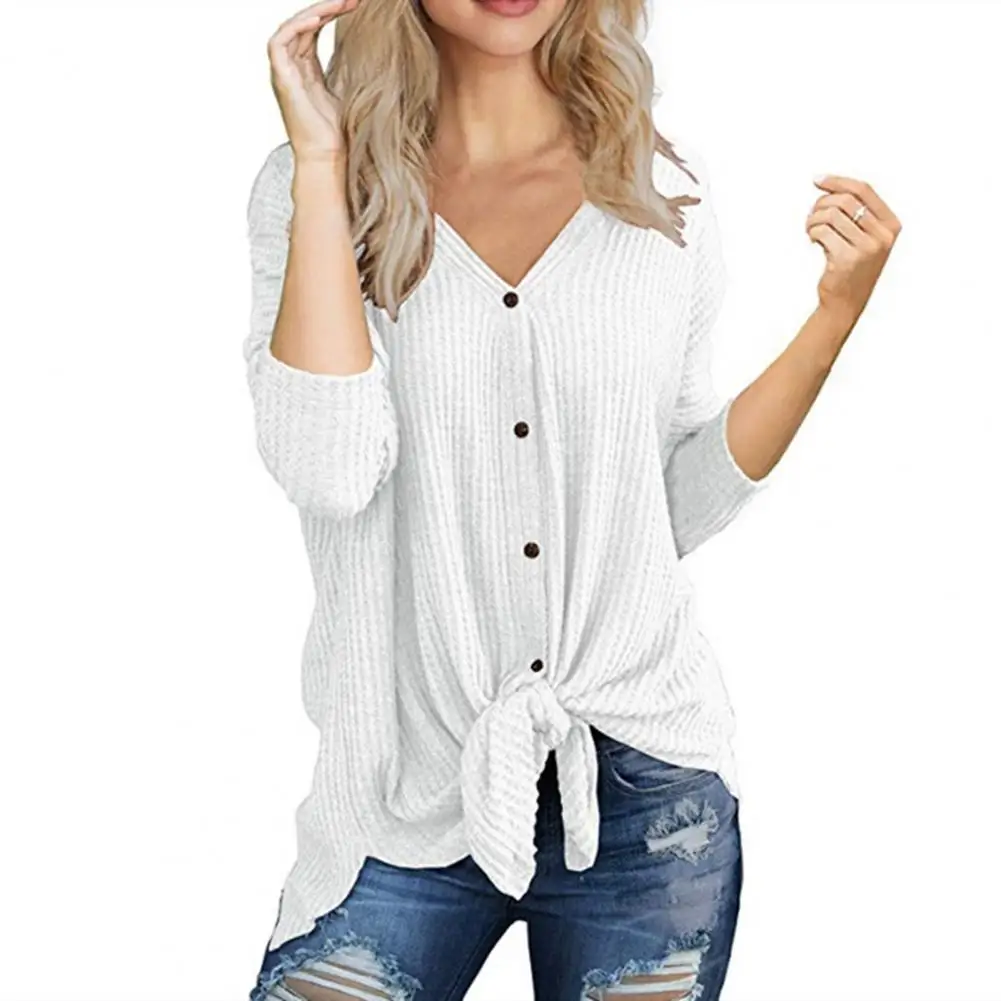 Женская однобортная блузка с асимметричным подолом простой однотонный