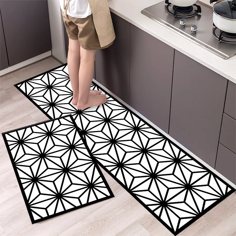

Nordic Household Mat Simple and Light Luxury Absorbent Non-slip Proof Mat Bathroom for Bedroom Household Printed Kitchen Rug
