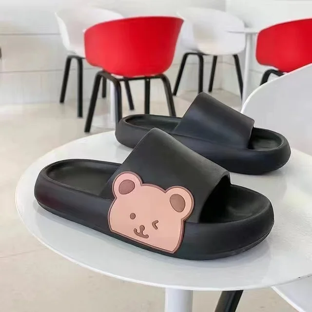 2023 New Bear Slippers Men Flip Flops Cute Cartoon Cloud Shoes For Woman Indoor Outdoor Wear Soft Thick Beach Slides Men Sandals 1