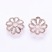 20pcs long lasting plated brass fancy bead caps multi petal real rose gold plated flower rose gold 8x1mm hole 1mm