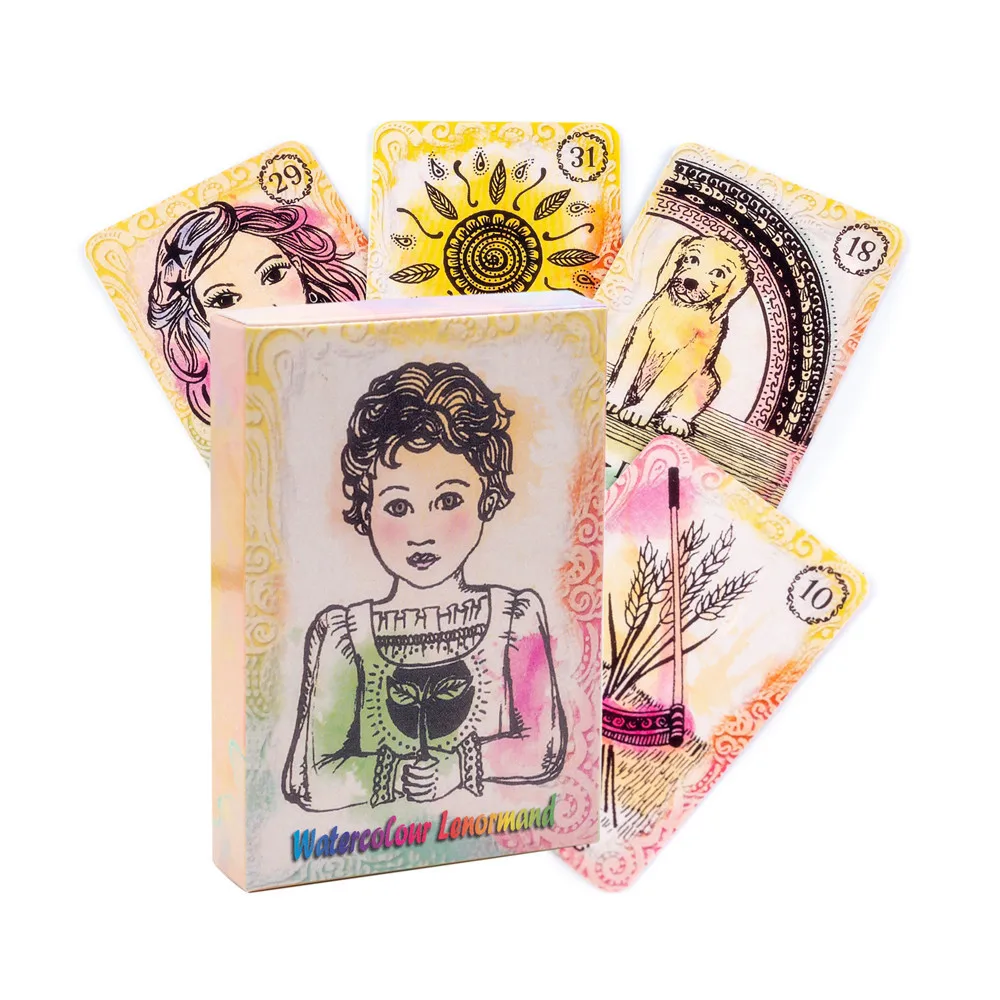 

Новая Акварельная колода Lenormand с изображением оракла, милая девушка, акварельная картина, семейная вечеринка, веселые карты Таро, настольна...