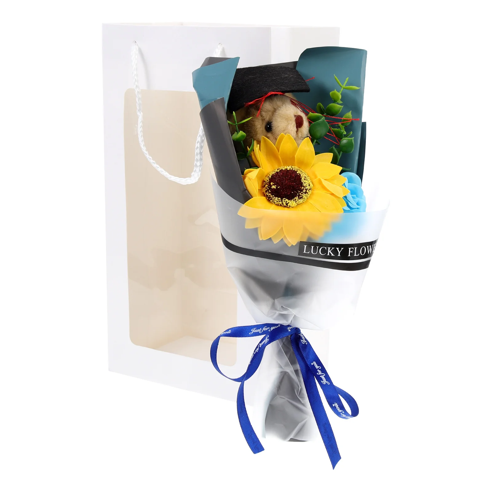 

Bear Bouquet Graduates Accessories Ornament Rose Gift Graduation Banquet Cloth Decor