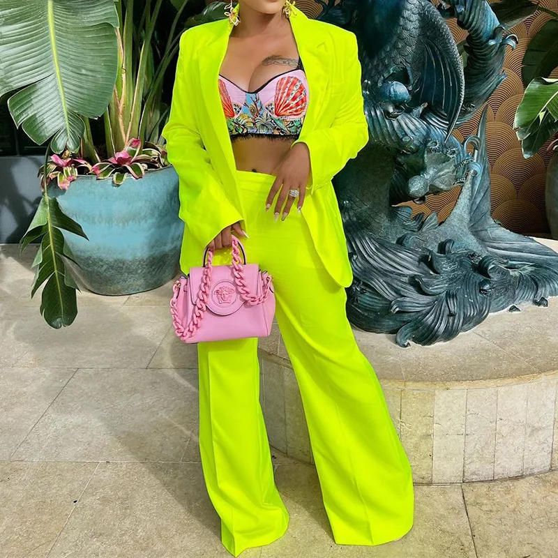 

Spring/Summer 2023 New Solid Women's Temperament Casual Suit Wide Leg Pants Two Piece Set