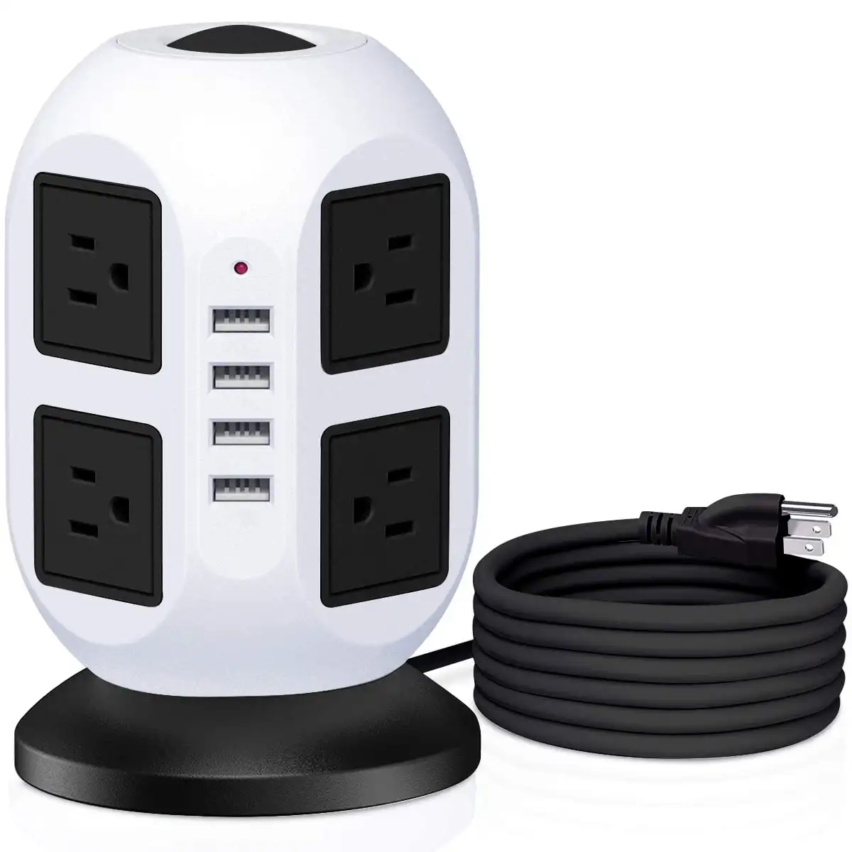 

Surge Protector, 8 Outlets Power Strip Tower with 4 USB Ports and 10ft Extension Cord, White
