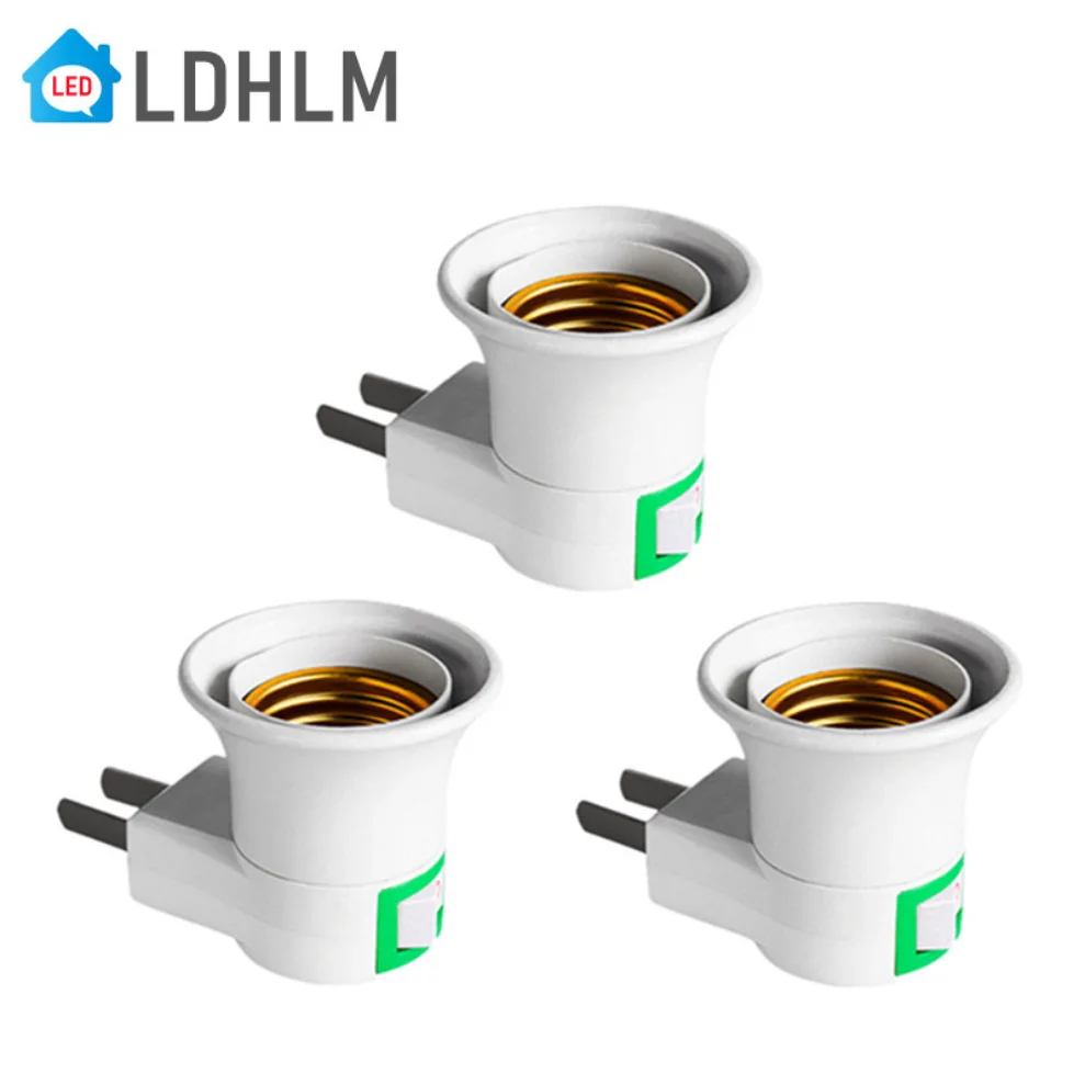 

3Pcs E27 Lamp Holder Screw Mouth Night Light EU Lamp Holder With Switch EU Plug Holder Adapter Converter Power On-Off Control