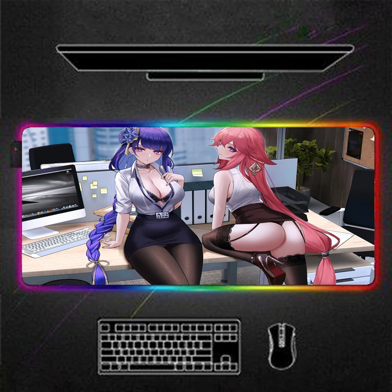 Sexy Beauty Large RGB Mouse Pad Laptop Table Pad Rubber 400X900CM Gaming Mouse Pad Anime Computer Accessories Gaming Table Pad