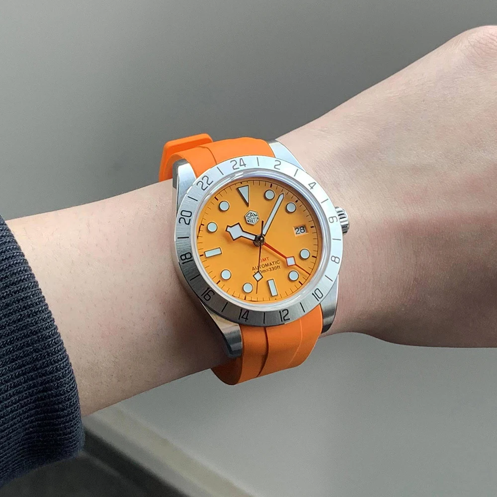 San Martin Fluorine Rubber Strap 20mm Curved End Links Watch Parts High Quality Waterproof Watch Band For BB58 Series and BB GMT