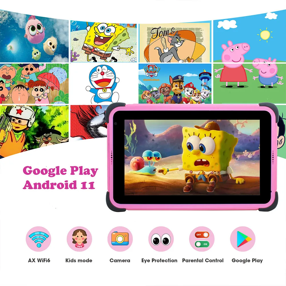 Детский планшет weeliaksi 8 дюймов Android 11 1280x800 IPS планшет для  детей 2 ГБ 32 ГБ 4 ядра телефон с Wi-Fi с приложением для детей Google Play  ...