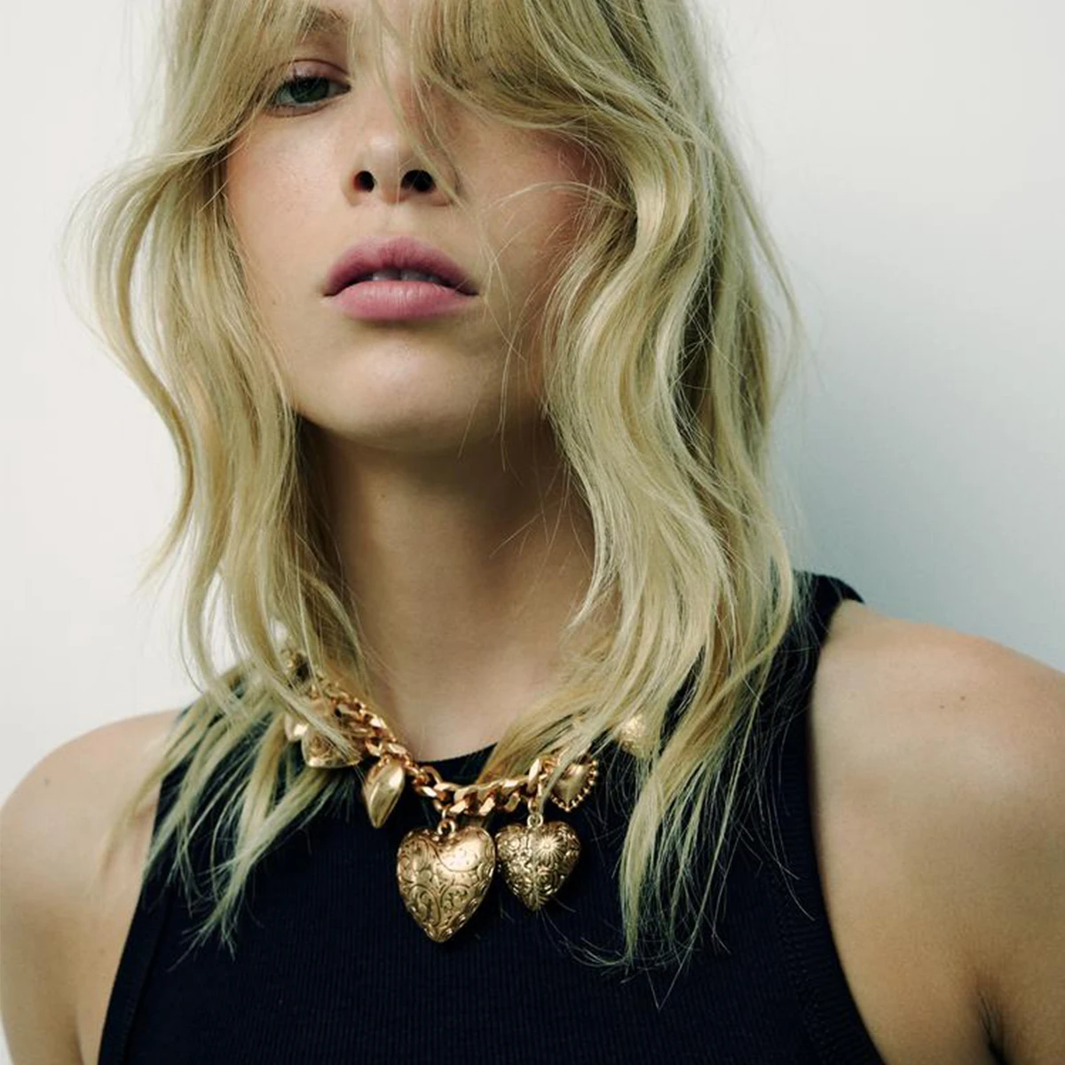 ZAA винтажные золотые металлические цепи подвеска в форме сердца для женщин Kpop