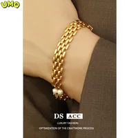 Wide Wrist Chain Solid Yellow Gold Filled Womens Mens Bracelet Drop-design