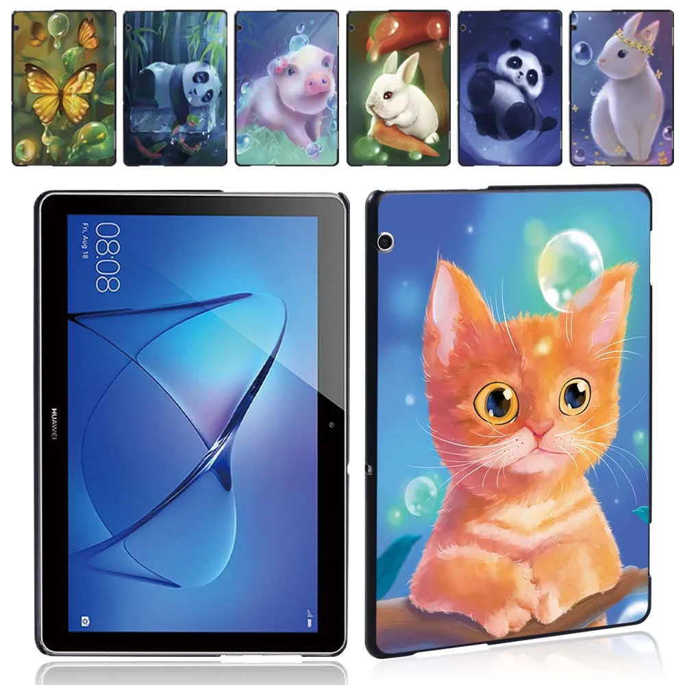 

Tablet Hard Shell Case for Huawei MediaPad T3 10 9.6" Animal Pattern Anti-fall Plastic Protective Shell + Free Stylus
