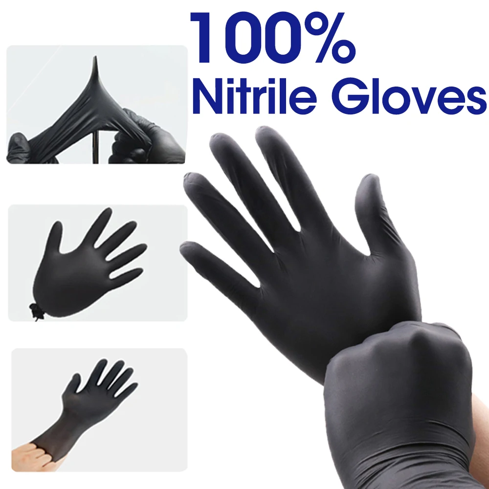 

10Pcs/set Kitchen Thickened Washing Dish Gloves Oil-proof Disposable PVC Black Gloves Waterproof Allergy Free Work Safety Tool