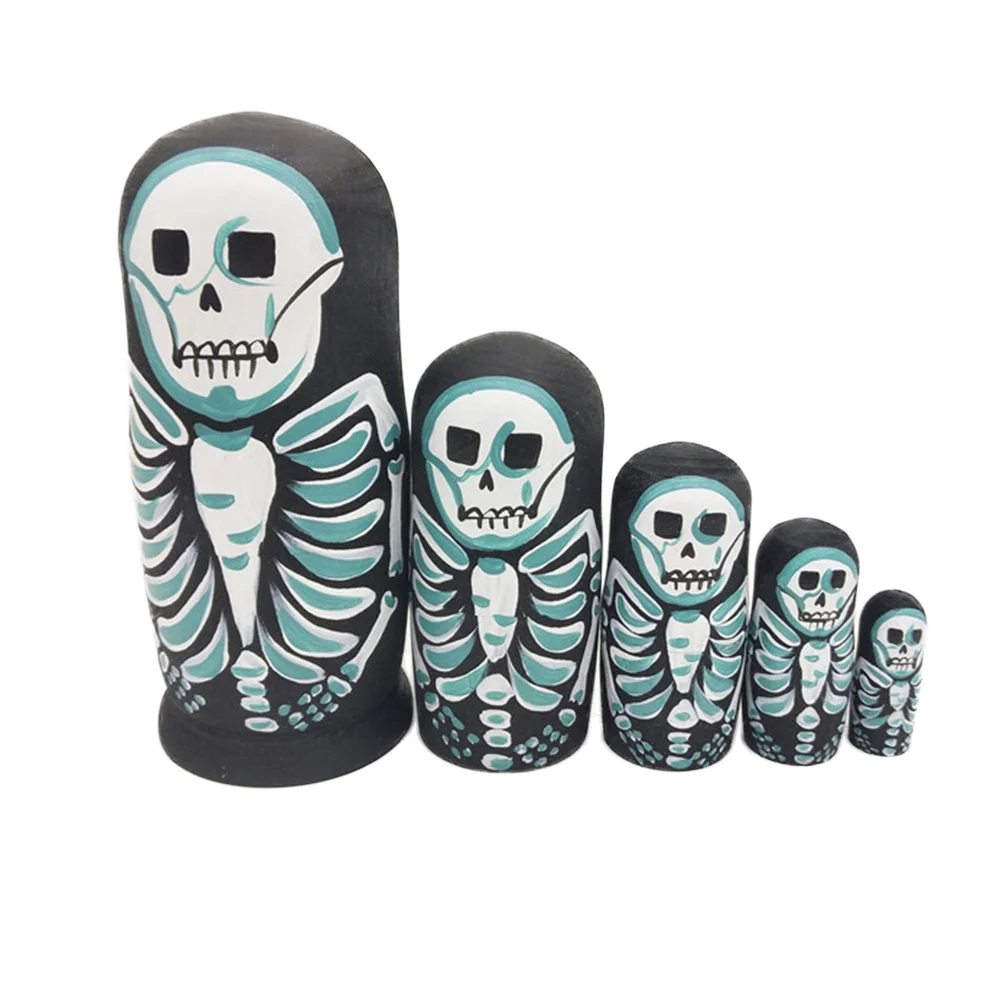 

5 Pcs Nesting Dolls Skeleton Russian Stacking Dolls Collection