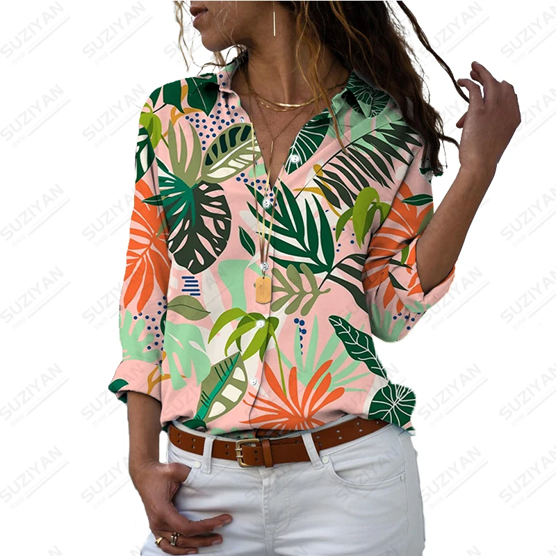 

New Ladies Long Sleeve Shirt Hawaii Vacation 3d Printed Long Sleeve Shirt Casual Loose Shirt Street Fashion Ladies Tops