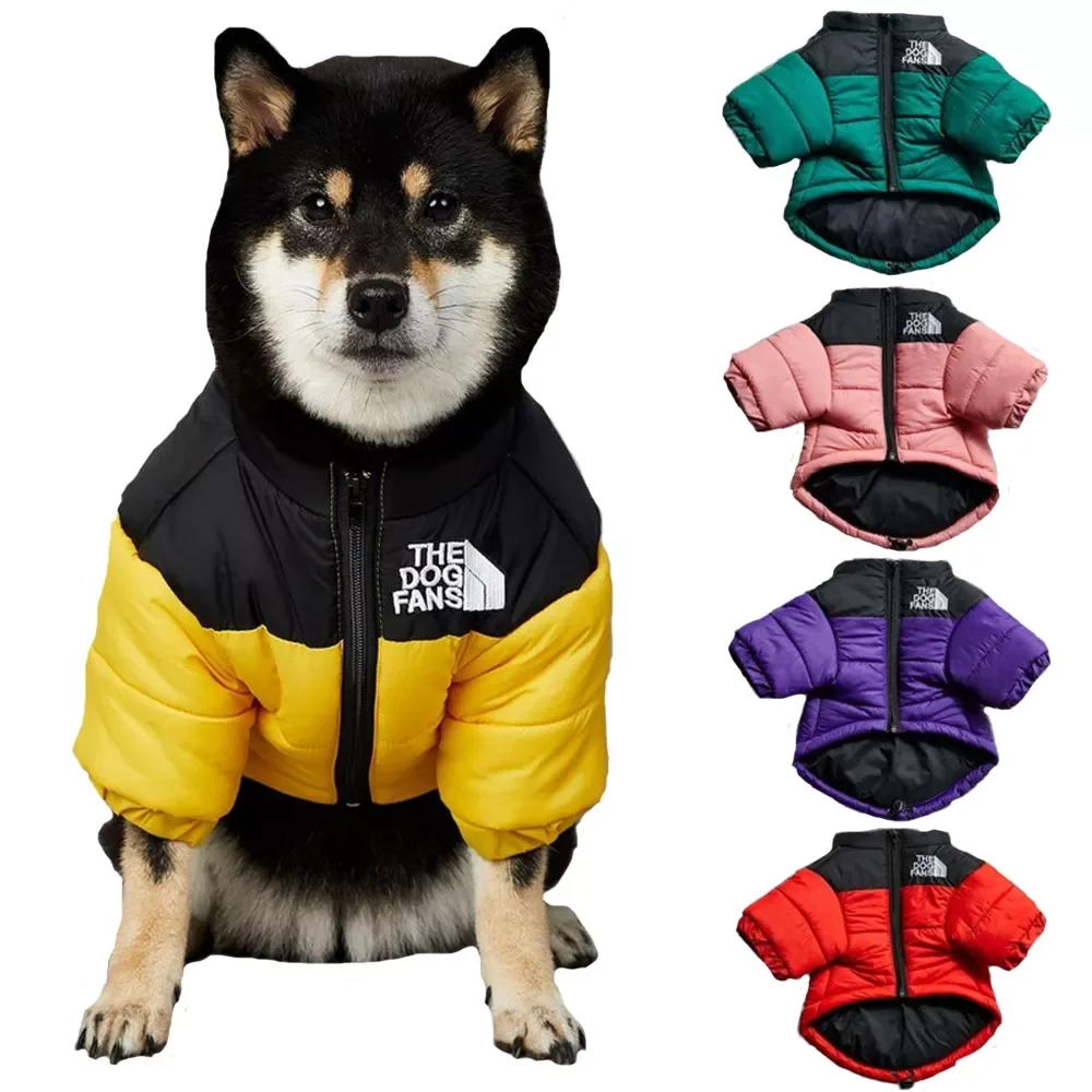 

Зимняя пуховая куртка с изображением лица собаки, одежда для маленьких и средних собак, теплый толстый пуховой жилет на белом утином пуху, пальто для щенка французского бульдога