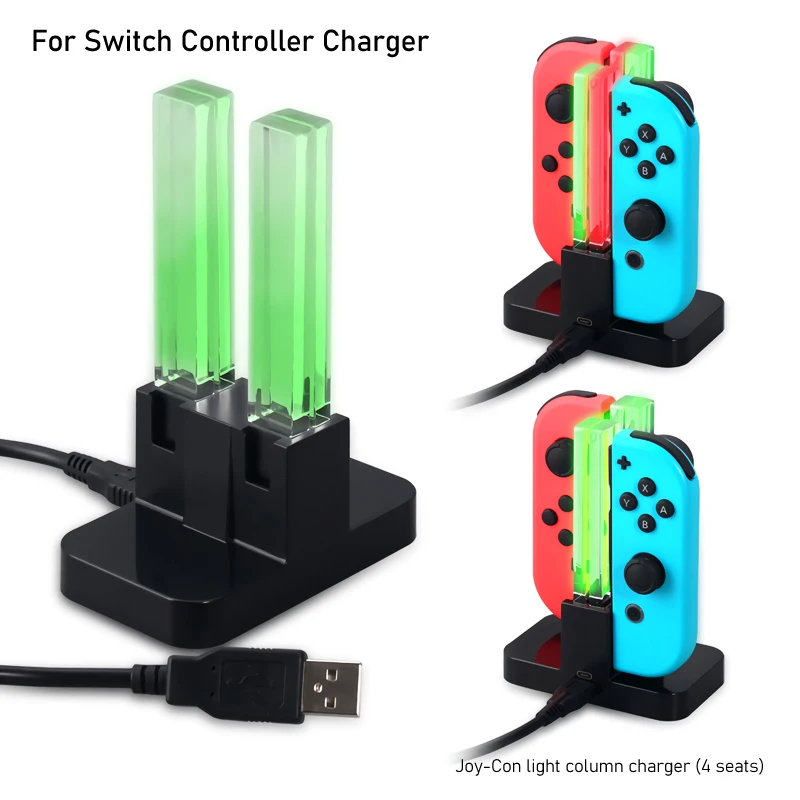 

4 In 1 Charging Dock Station With Colorful Light Controller Grip Stand For NS Joy-con Switch&Switch Oled Gamepad Accessories