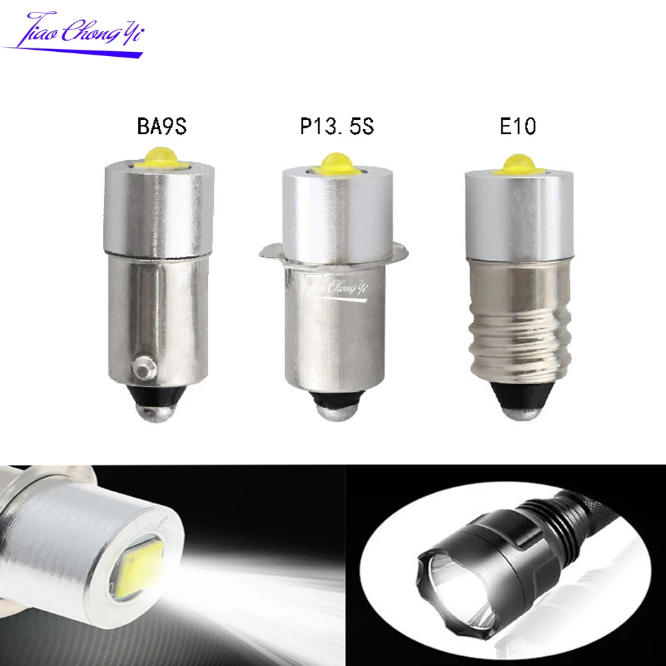 

P13.5S E10 BA9S 3W 6-24V LED Flashlight Bulb Replacement Part Conversion Kit Bulbs for Maglite 3-20 Cells C&D Flashlights