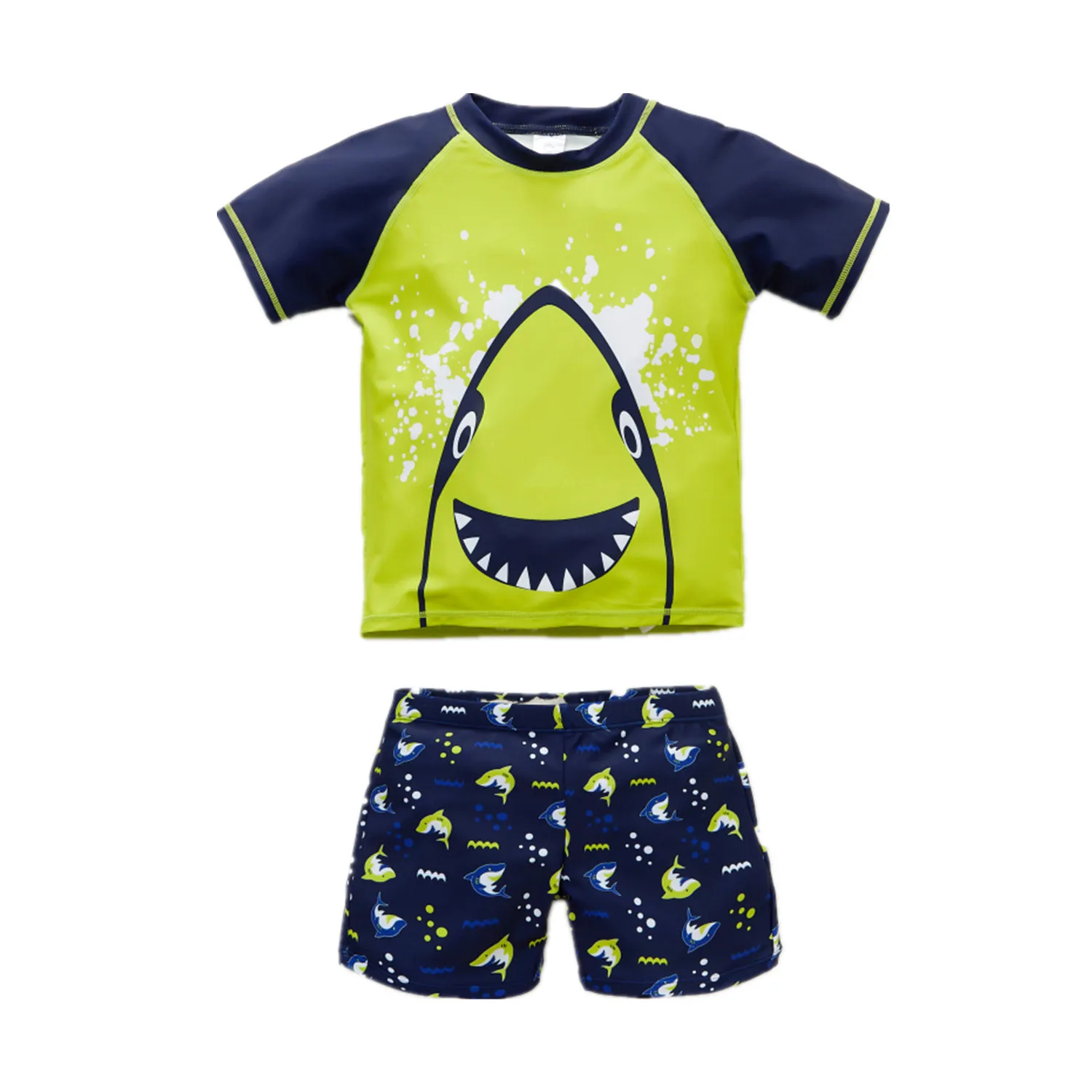 

Fashion Cartoon Children Swimwear 2pcs Swimsuit Boys Kids Swimming Hat Short Sleeve Pants Bathing Suit Swim Beach Wear