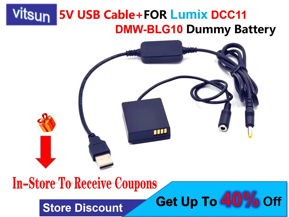 

5V USB Adapter DCC11 DMW-BLG10 BLE9 Dummy Battery+Power Bank For Lumix DMC-GF6 GF5 GF3 GF3K GX7 GX9 S6 ZS100 LX100 GX80 GX85