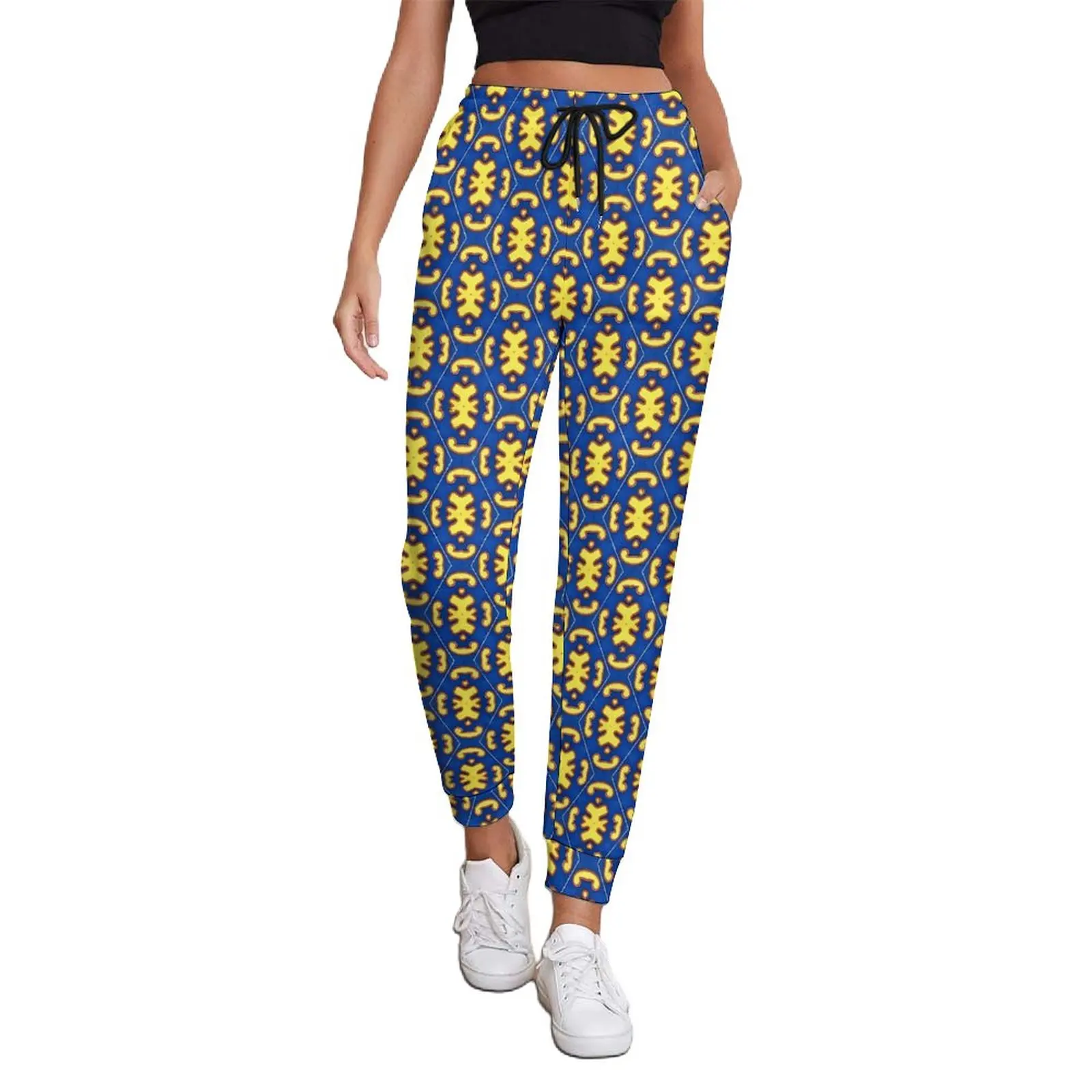 

Crazy Baroque Jogger Pants Blue Yellow Hip Hop Joggers Autumn Womens Casual Pattern Big Size Trousers Birthday Gift