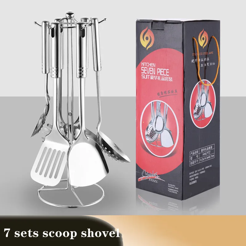 

Stainless Steel Kitchenware Set Heat-Resistant Handle Spatula Soup Spoon Non-Stick Kitchen Special Tools Cooking Tool Set