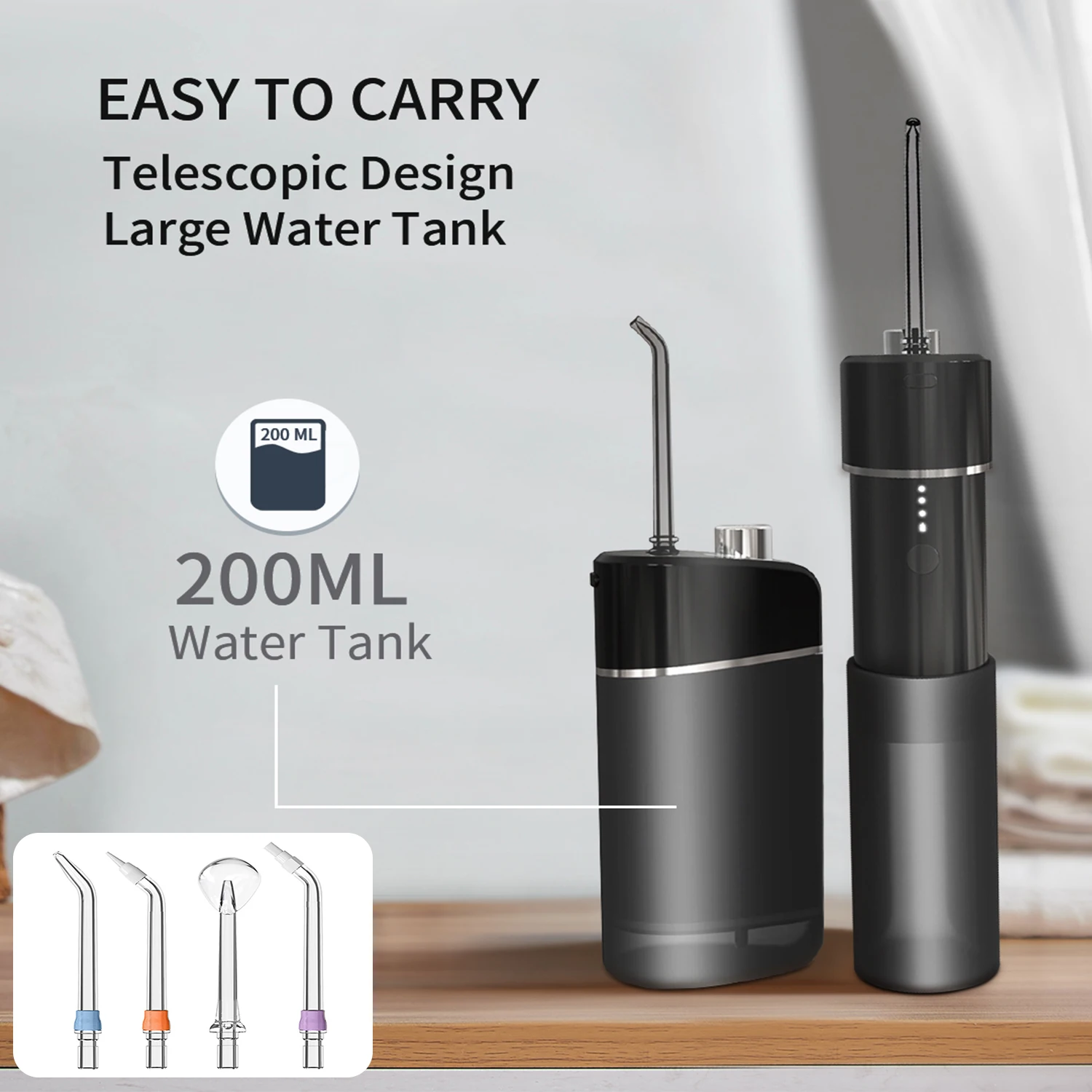 

Oral Irrigator Water Flosser Electric USB Rechargeable Gums Care Portable Cordless Tank Teeth Scaler Dental Whitening 200ML