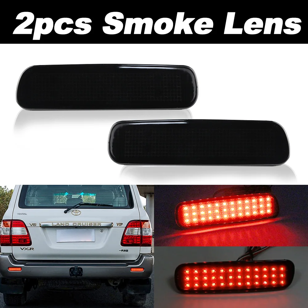 

2 шт. для Lexus LX470 1998-2007 для Toyota Land Cruiser, отражатель заднего бампера, светодиодные стоп-сигналы, красные/дымчатые линзы
