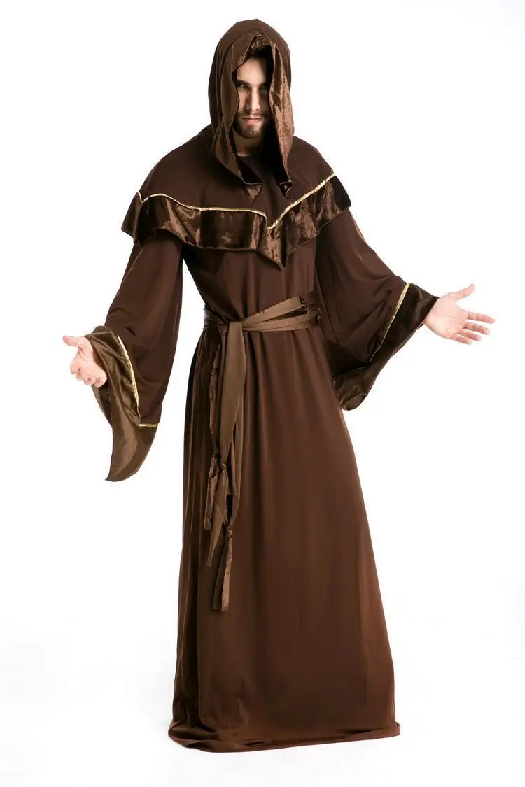 

Костюм священника-мастера для взрослых мужчин, косплей, темный маскарадный халат, монах, одежда, религиозный Крестный отец, Маскарадные костюмы, Хэллоуин, христианский костюм