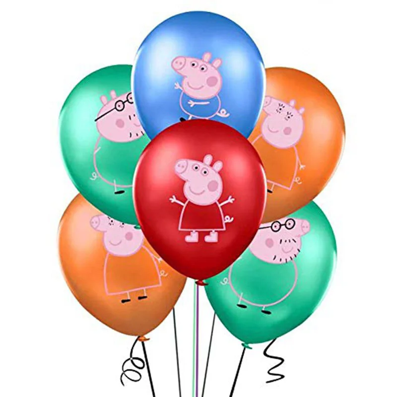 

12pcs/set Peppa Pig Children's Cartoon Anime action figure George Balloon Set Birthday Party Decoration Balloon Birthday Gifts