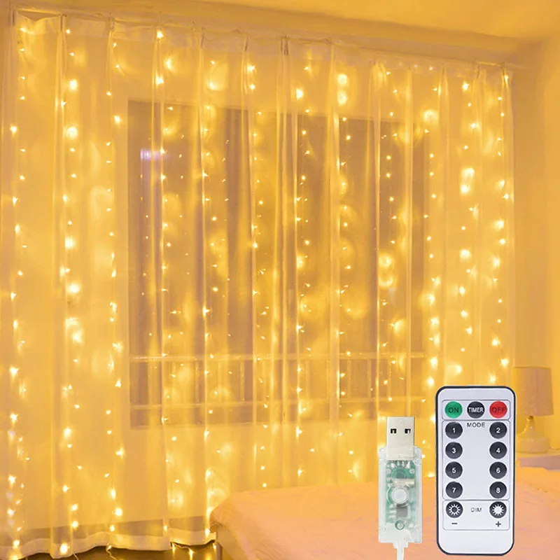 

Led Wreath Lamp Curtain Lamp with Remote Control USB Wreath Lamp Family Christmas Decoration