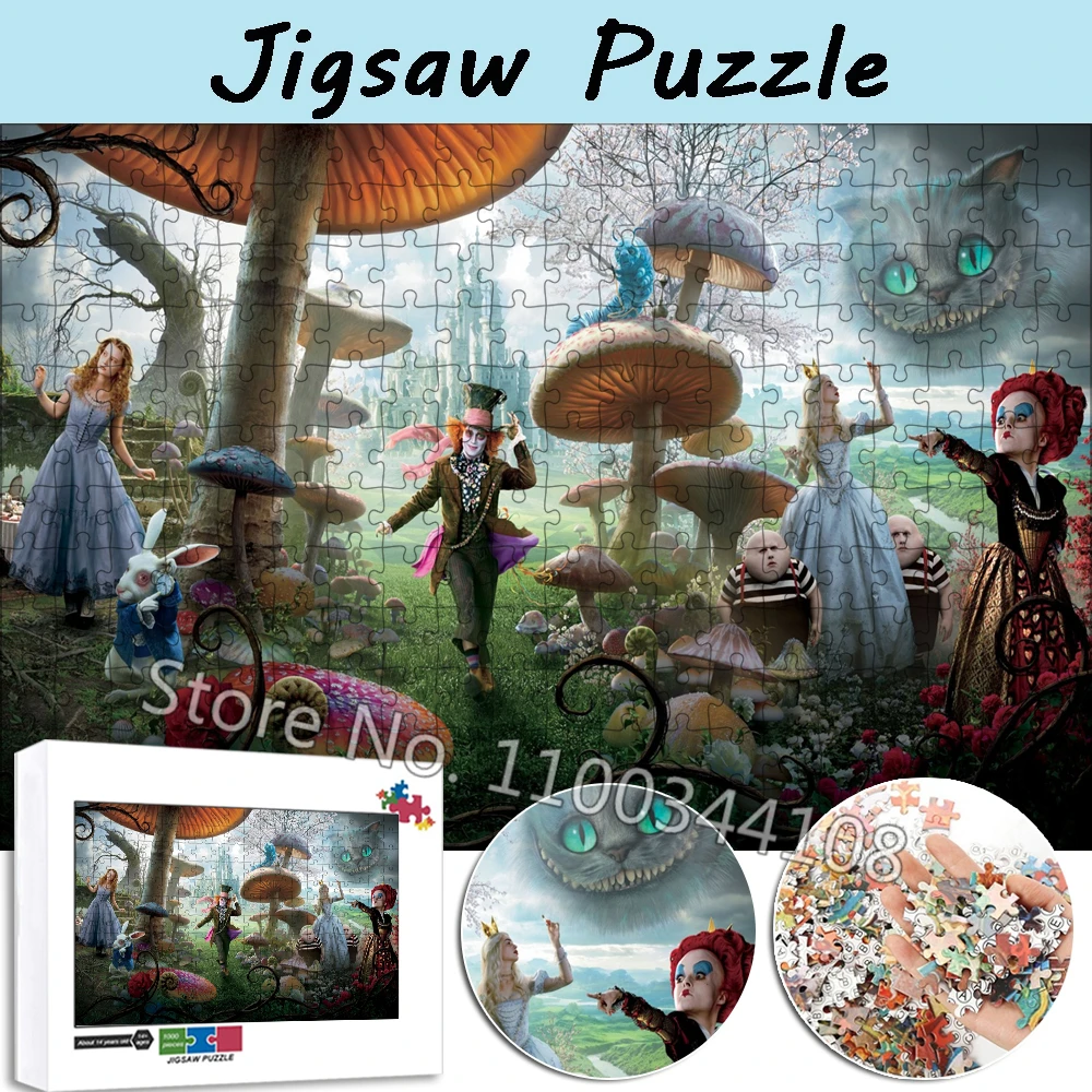 

Disney Movie Alice In Wonderland Jigsaw Puzzle Red Queen Mad Hatter 300/500/1000 Pieces Puzzles Diy Children's Educational Toys