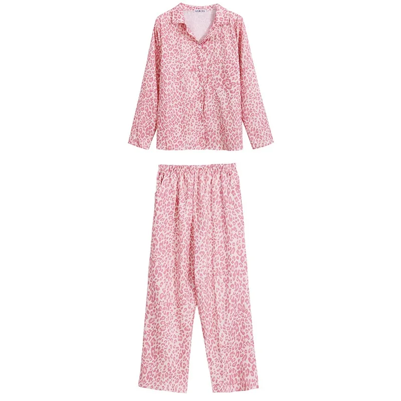 2022 new pajamas women spring and autumn cotton long sleeve cardigan senior feeling can be worn outside the residential suit set