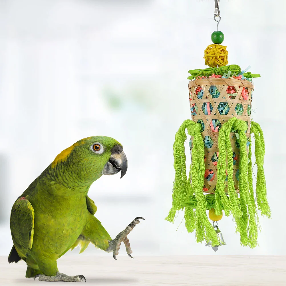 

Toy Bird Parrot Toys Chew Cage Birds Bite Chewing Shredder Teether Grinding Rattan Finches Love Hanging Supplies House Pet