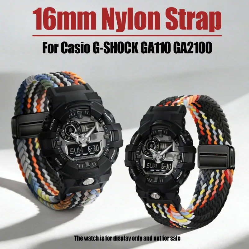 Фото Нейлоновый тканый ремешок для часов 16 мм для Casio G-SHOCK GA100 110 120 130 140 GA2100 DW5610 GW5600, магнитный браслет-ремешок №1