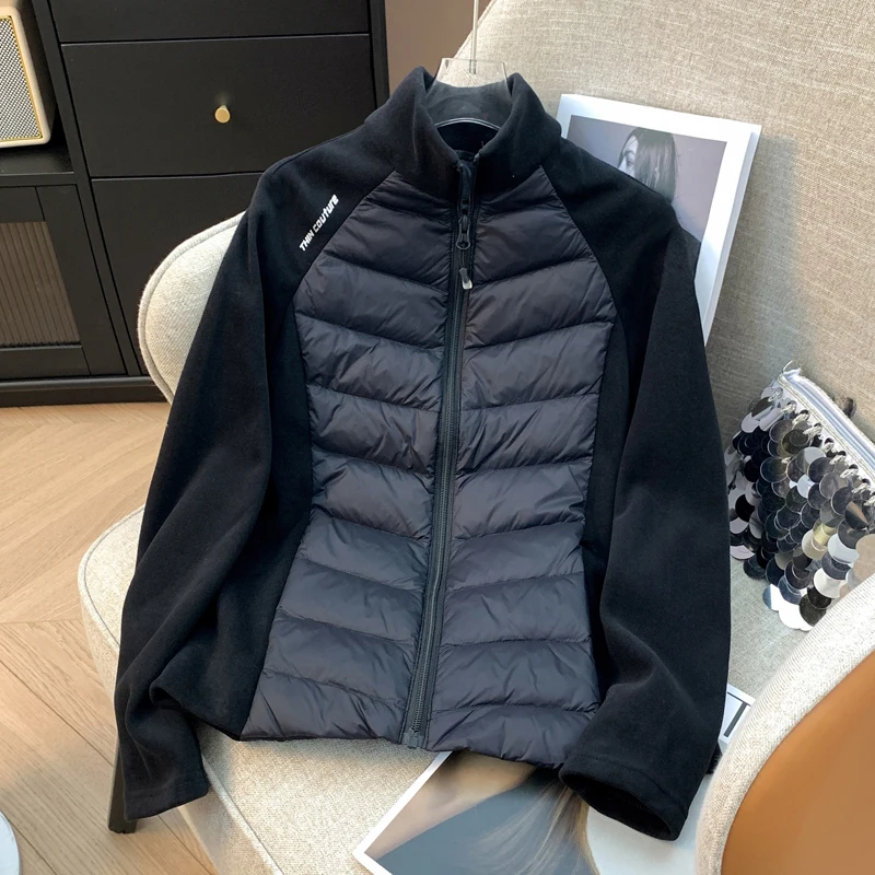 Осень и зима новая легкая куртка на белом утином пуху 90 женская утягивающая с