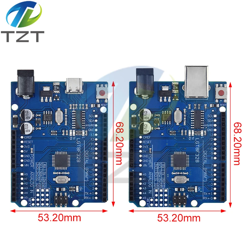Макетная плата TZT LGT8F328P UNO R3 CH340G сменная 16 МГц для Arduino ATmega328P