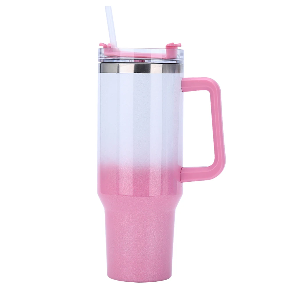 Дорожная кружка для кофе со льдом 40 унций термос с ручкой и соломинкой из
