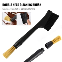 double head coffee machine cleaning brush espresso coffee grinder clean brush tool coffee powder brushes for cafe kitchen