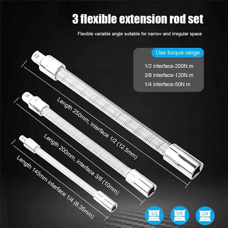 

1/4 3/8 1/2 удлинитель для гибкого торцевого адаптера, металлическая головка для преобразования вала, торцевой Трещоточный ключ с высоким крутя...
