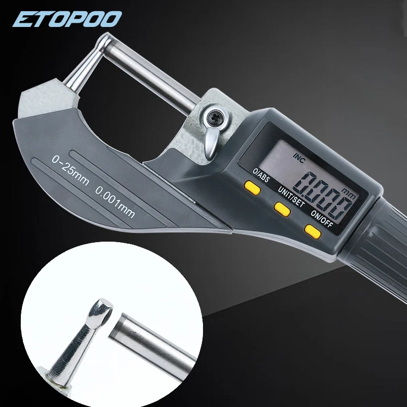 0-25 мм сферическая толщина стенки труб, механический микрометр внешнего диаметра для измерения толщины труб, электронный микрометр