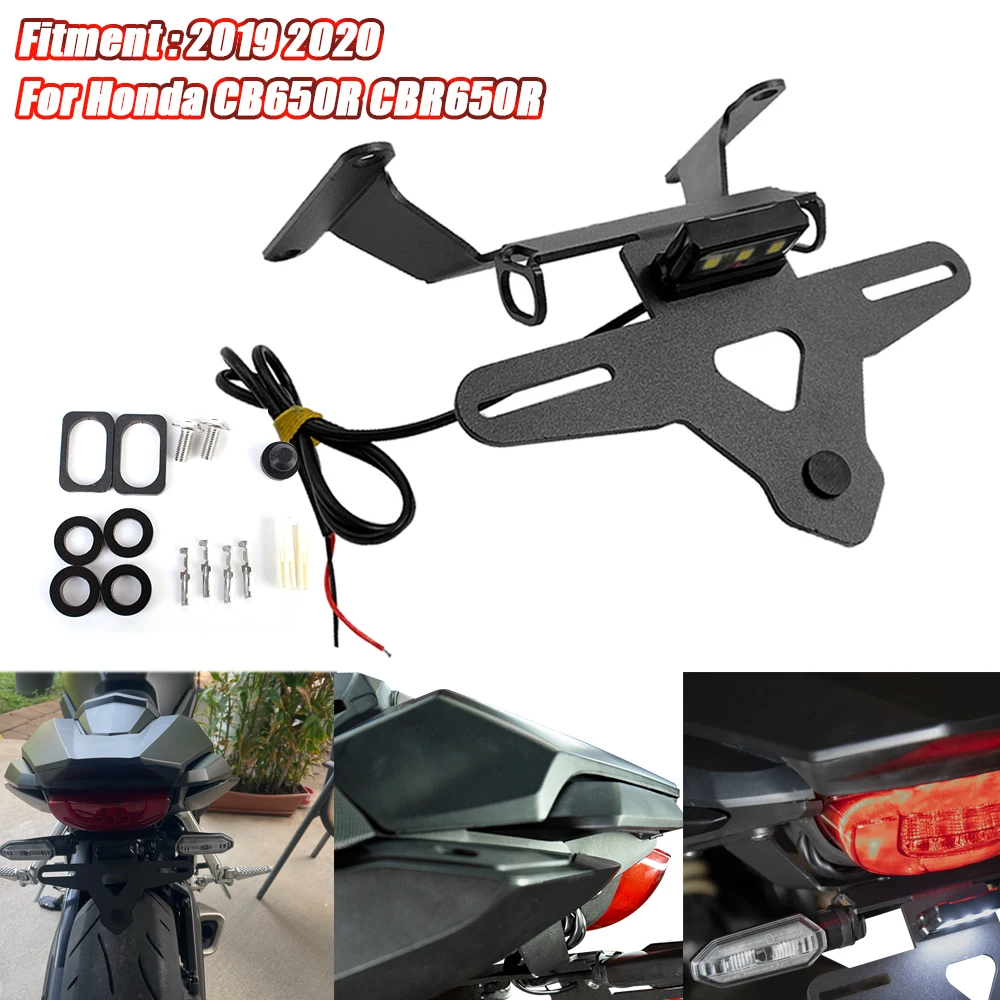 

Tail Light Bracket Motorcycle License Plate Holder With LED Light Fender Eliminator For Honda CB650R CBR650 2019-2020