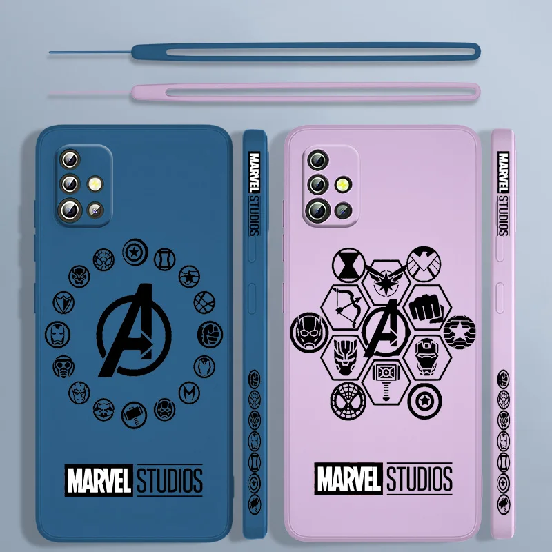 

Marvel Avengers LOGO Liquid Left Rope Case For Samsung A91 A81 A71 A51 A41 A31 A11 A50S A3 A03S A02 A01 Core Cover