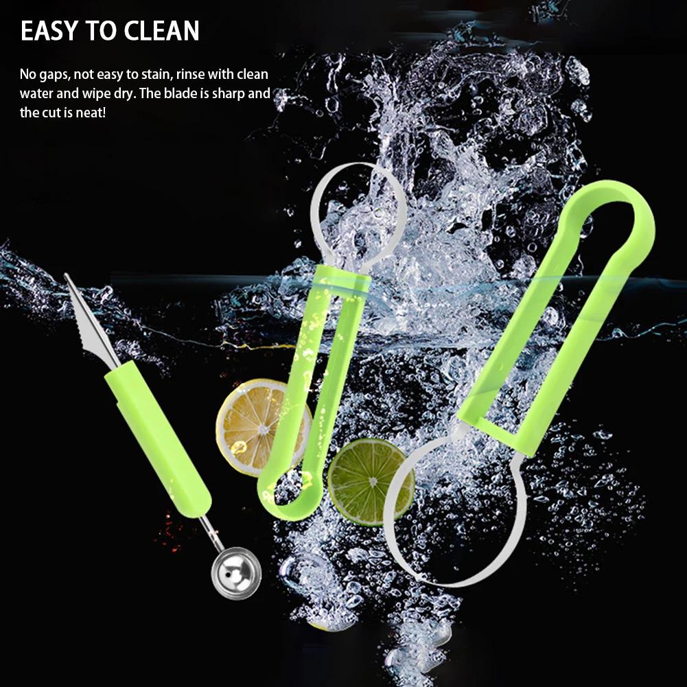 3 в 1 нож для резьбы по фруктам шарик арбуза мороженого копания ложка кухонные