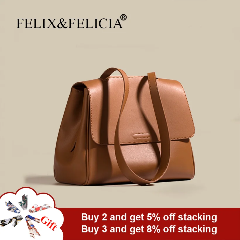 FELIX&FELICIA High Quality Top-Handle Bags Women Genuine Leather Shoulder  Ladies Fashion Designer Luxury Retro Crossbody Bags