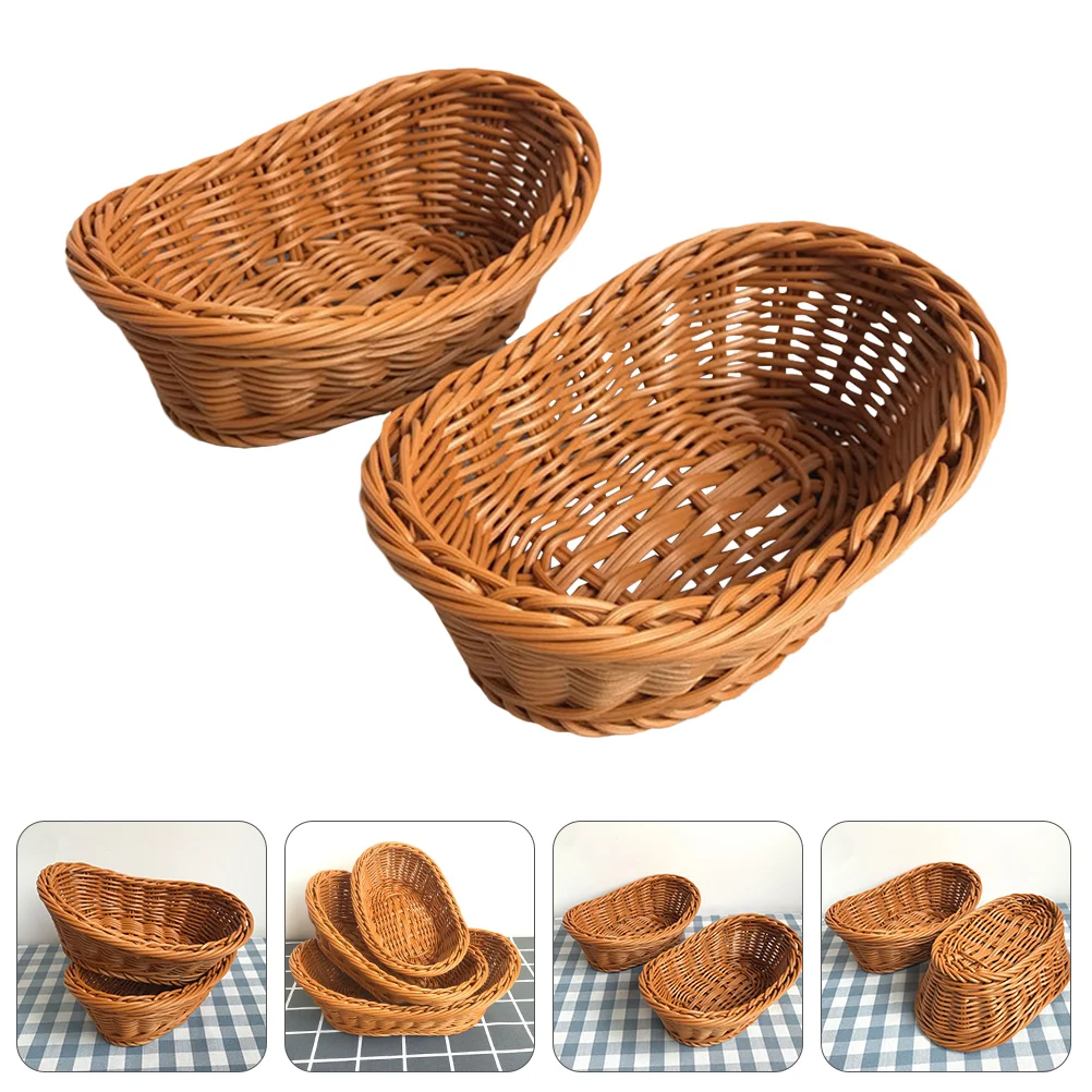 

2Pcs Plastic Baskets Bread Novel Food Durable Organizer Serving Tray Container Holder