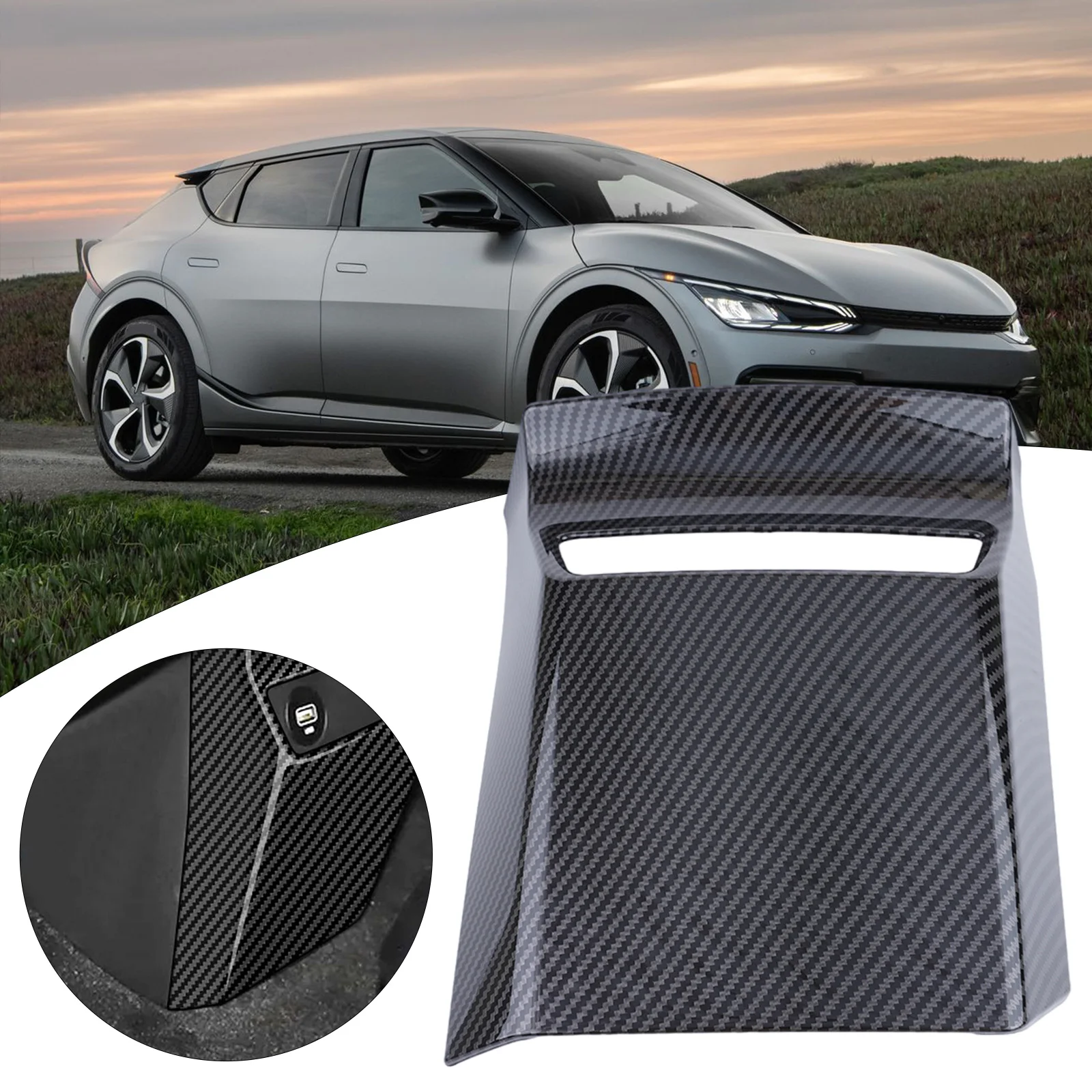 

Auto Parts Cover Trim Waterproof 1PCS Carbon Fiber Style Front AC Vent Outlet Never Fade No Rust Car Protector