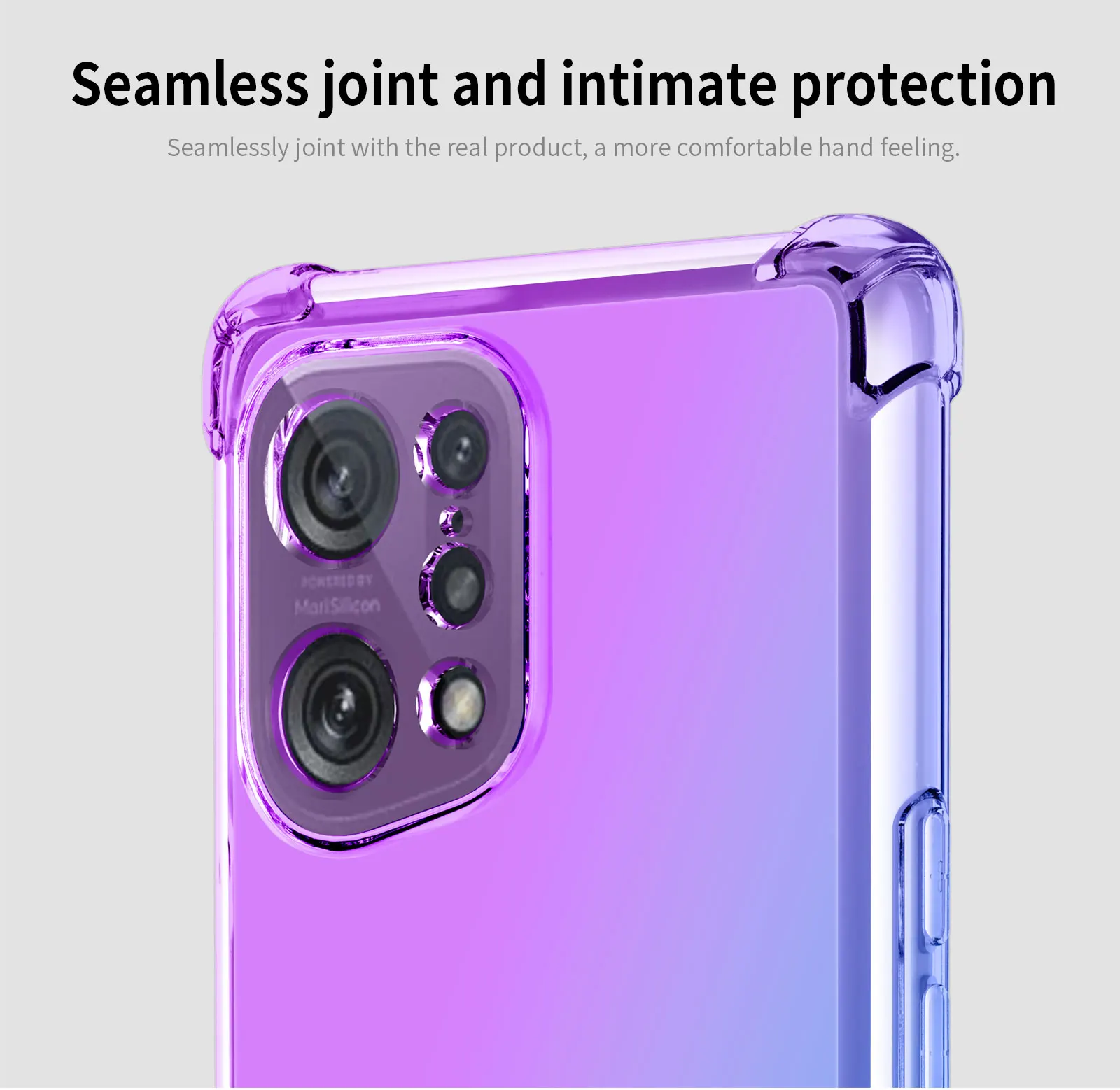 Фото Для Oppo Find X5 Pro чехол для телефона, гибридный градиентный ТПУ Встроенный мягкий 4 Усиленный амортизирующий угловой бампер с защитой от царапин №2