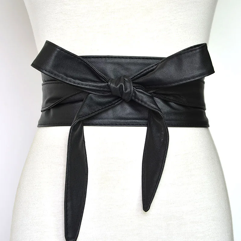 Women Lace Up Belt New Bowknot Belts for Women Longer Wide Bind Waistband Ties Bow Ladies Dress Decoration Fashion Pu Metarial